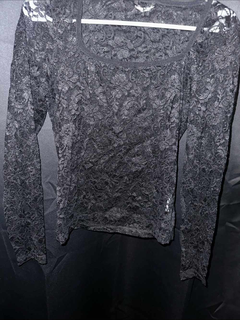 Black Lace Long-Sleeve Women's Top